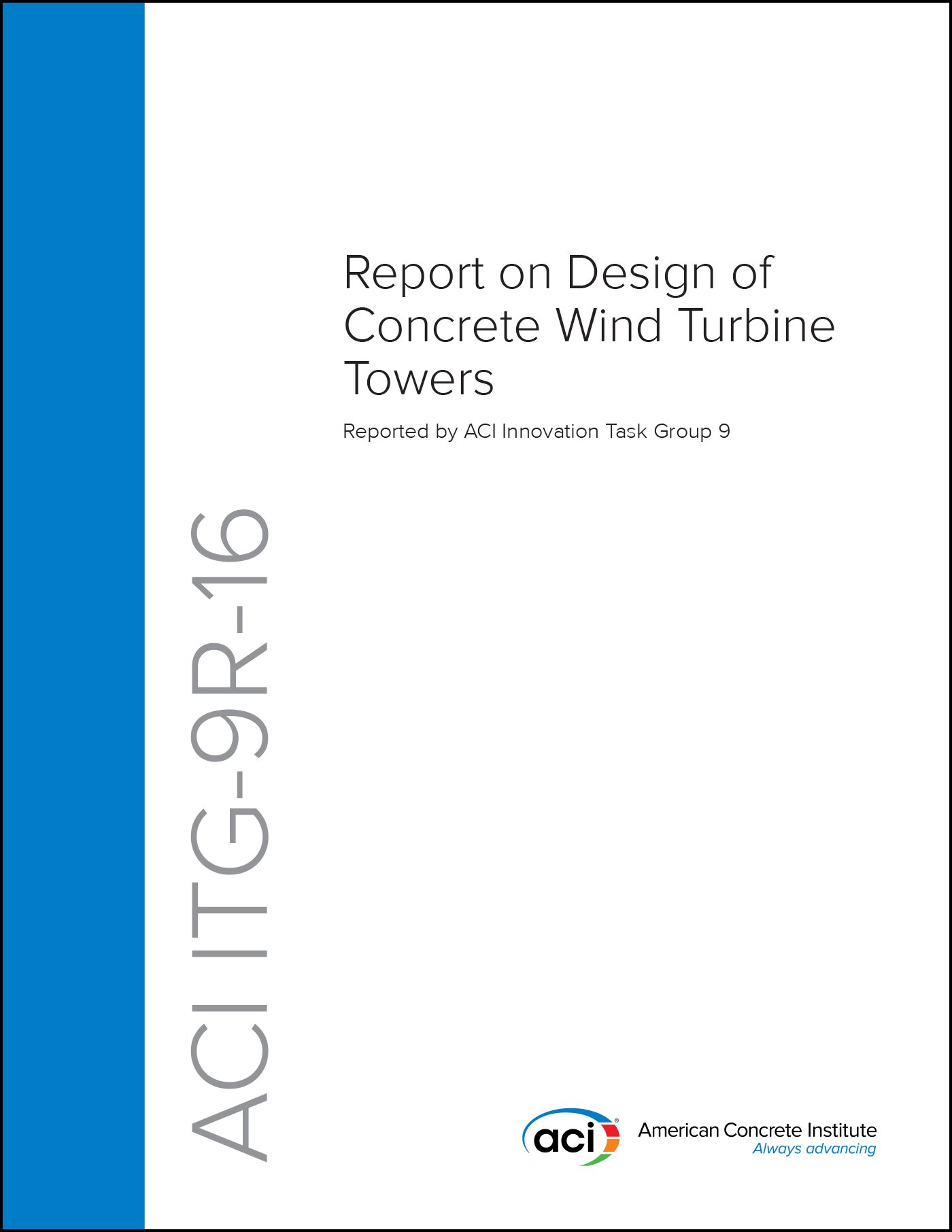 Livre technique ACI ITG-9R-16 concrete wind turbine towers engineering
