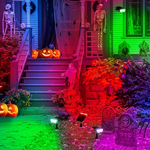 Linkind Starray Solar Spot Lights Outdoor Color Changing, Ip67 Solar Lights Outdoor Waterproof, Auto On/Off 16 Leds Multicolor Solar Landscape Spotlights For Pathway, Patio, Gate, Fence, 2 Pack #TOP6