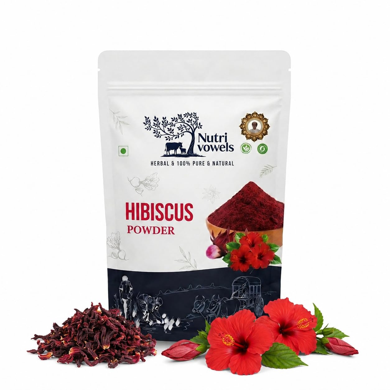 NUTRIVOWELS Hibiscus Powder - 450gm, Natural Pure Hibiscus Rosa-Sinensis Flower Powder for Face Pack and Hair Mask, Hair Conditioner for Dull Hair & Dry Scalp, Gudhal Ka Phool Powder-picture-46