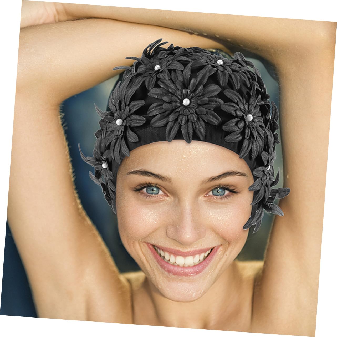 LIOOBO Tapa De Natación De Flores Impermeable Piscina Floral Gorra De Natación para Mujer Adulto Proteccion Tela Gorras para Mujer Gorras De Natación para Nadar Brocado