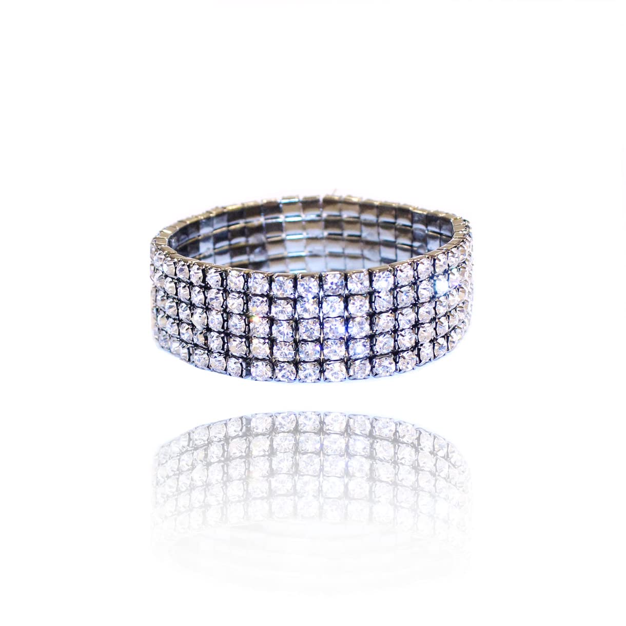 La Belleza Rhodium Plated Shiny Rhinestone Stretchable Womens Bracelet for Parties (B0B5LKW6QT) Amazon Price History, Amazon Price Tracker