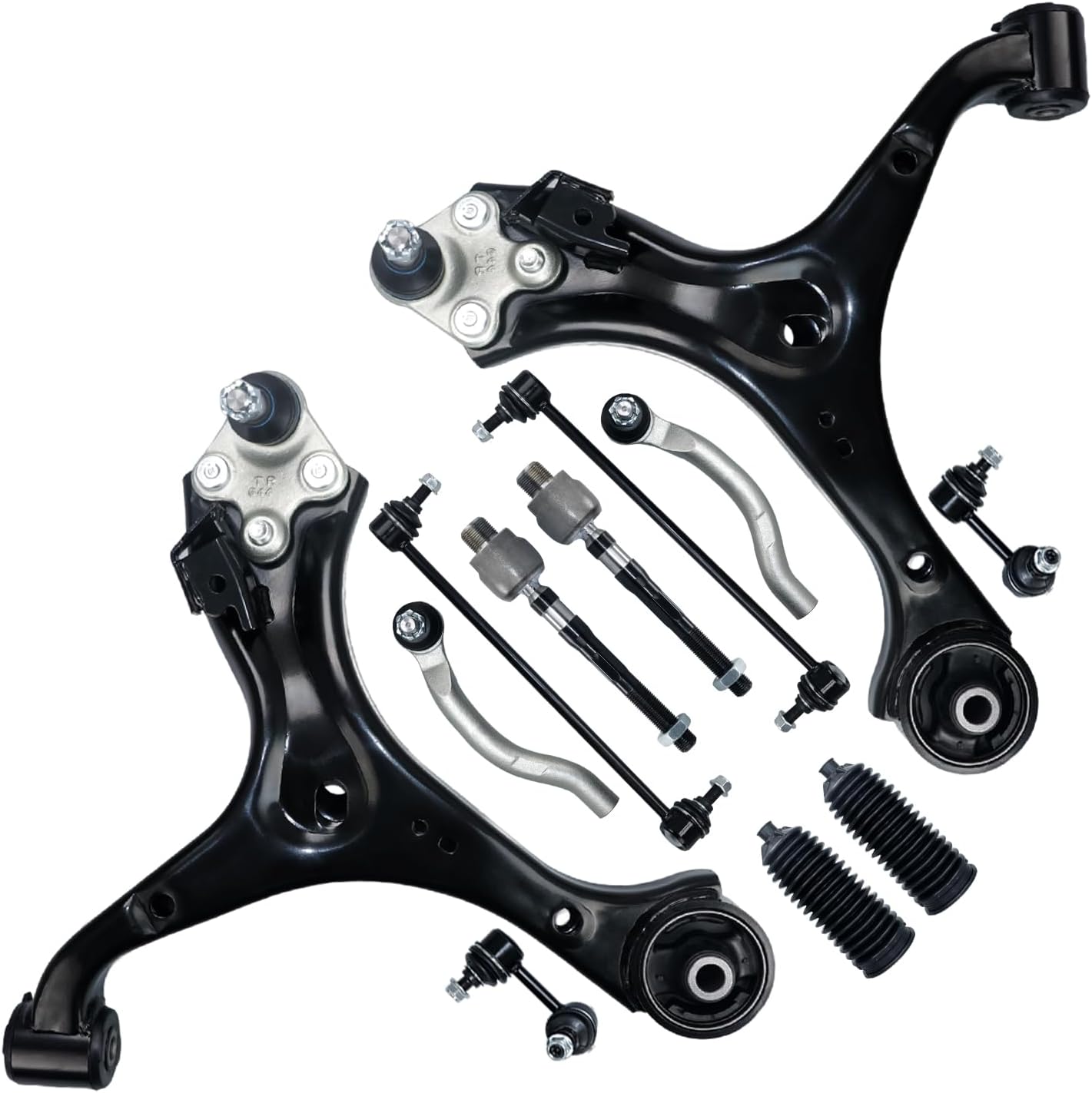 Control Arm, Front Lower Control Arm With Ball Joint Front & Rear Sway Bar Link Tie Rod boots Suspension Kit Replacement For 2013-2015 Honda Civic - 12 Pcs