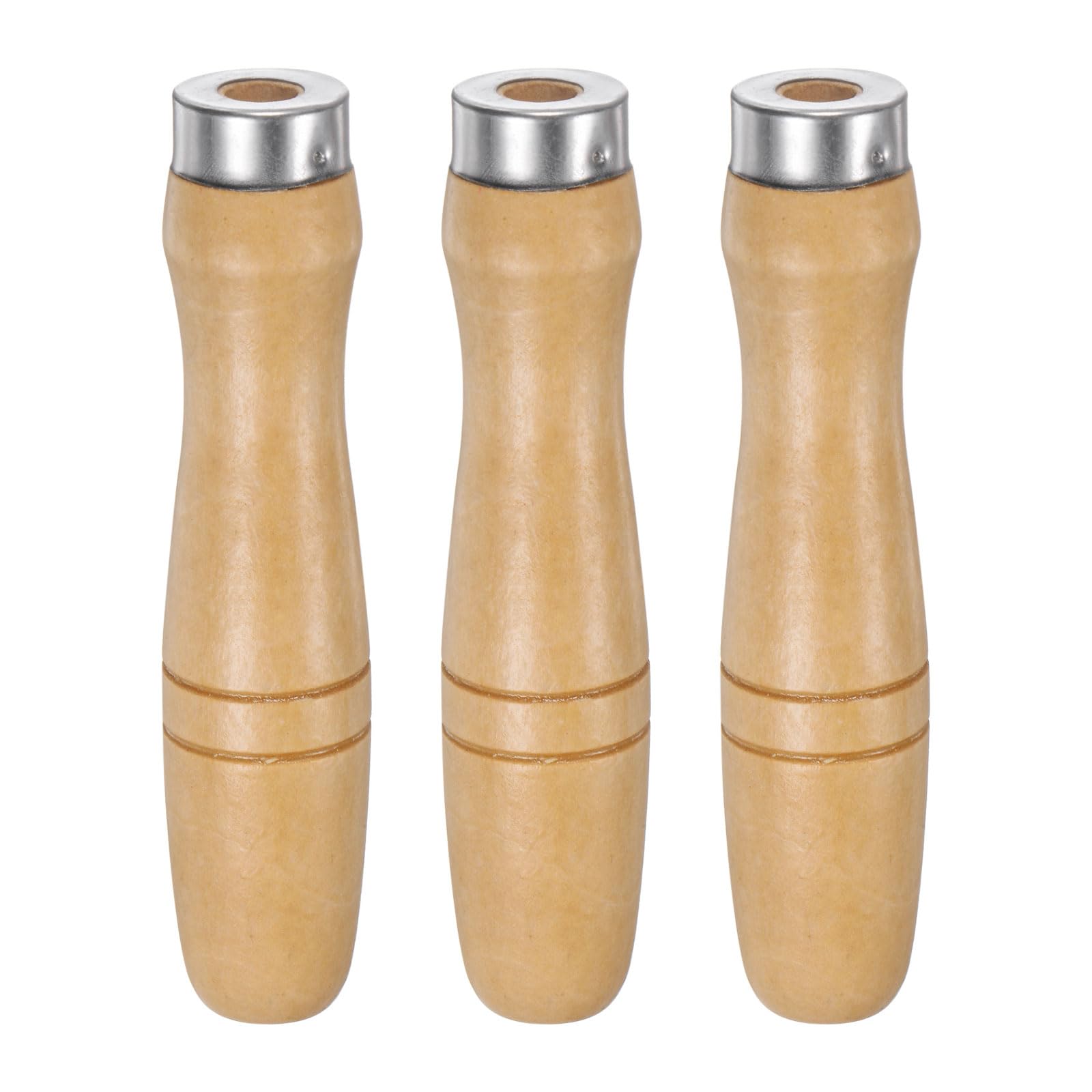 QUARKZMAN Manico per Lime Legno da 3pz Manici Ergonomici Foro Rotondo da 4,72" 9,5 Mm Collare Metallo per Lime Metallo da 14 "-18"