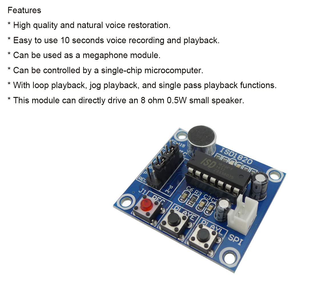 3PCS ISD1820 Ton Sprach Aufnahme Wiedergabe Modul mit Mic Mikro Schall Audio Lautsprecher