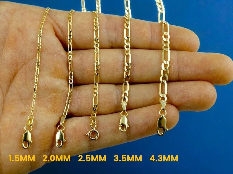 14K Yellow Gold SOLID Figaro Necklace Chain Bracelet Men Women Jewelry 4.2g | 4mm | 8 Inches | MADE IN ITALY - Image 3