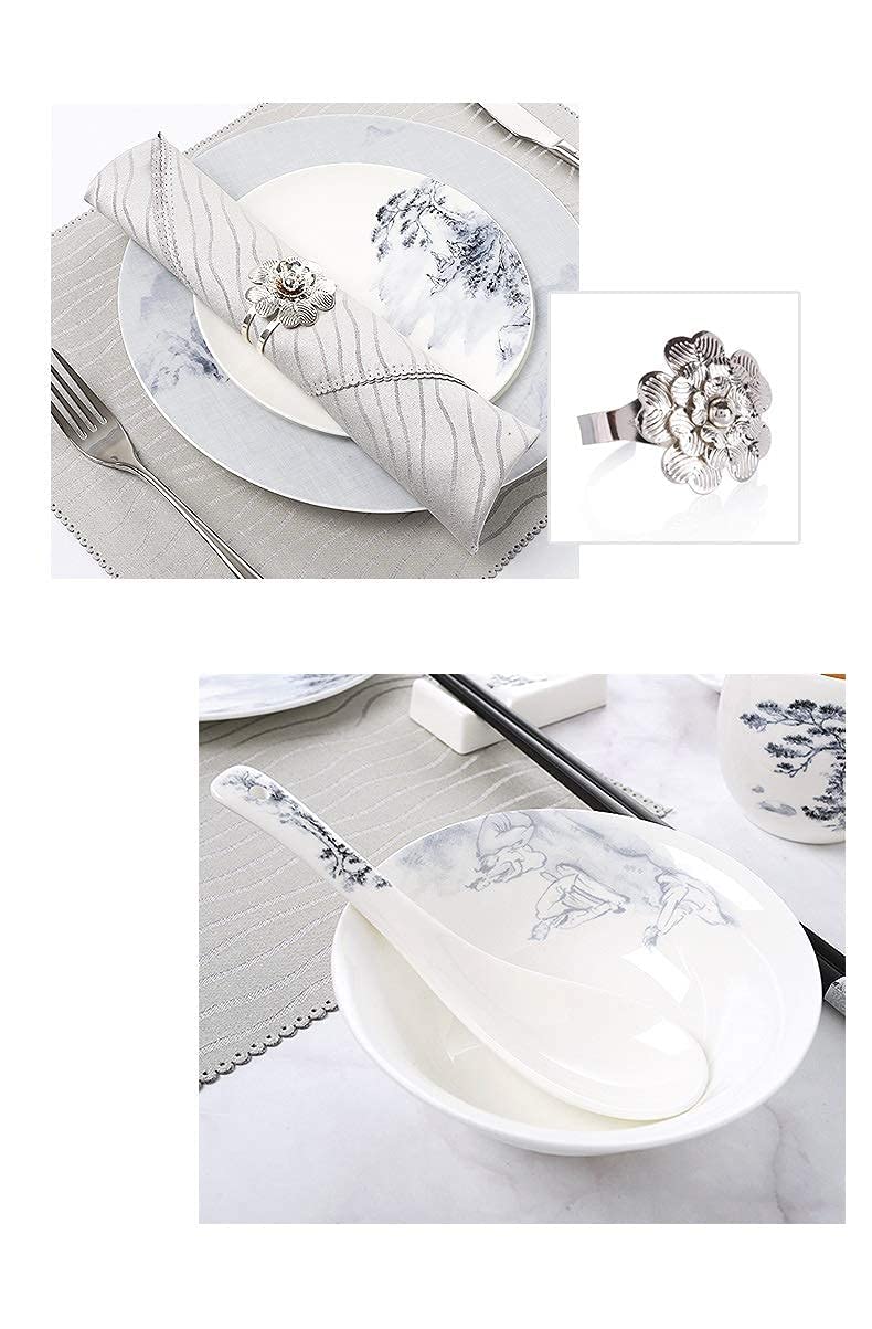 Chińskie zestawy zastawy stołowej zestaw ceramicznych zastaw stołowych/miska/łyżka | komplety porcelany kostnej, komplet zastawy ceremonialnej talerze egzotyczne (kolor: komplet 2-częściowy) (4)