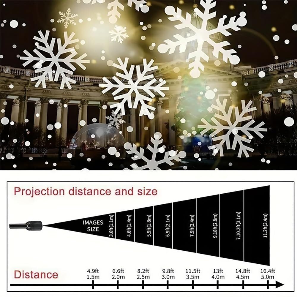 Proiettore di luci di neve, proiettore di luci rotanti natalizie con fiocchi di neve, per casa, matrimoni, feste, giardino, decorazione paesaggistica, 12025AQ(bianco)