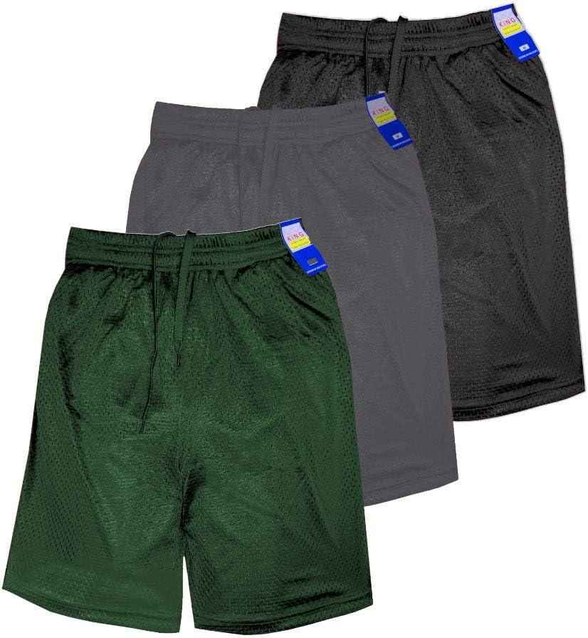 Men's Mesh Basketball Shorts with 2 Side Pockets, Single & 3 Pack, S - 5XL
