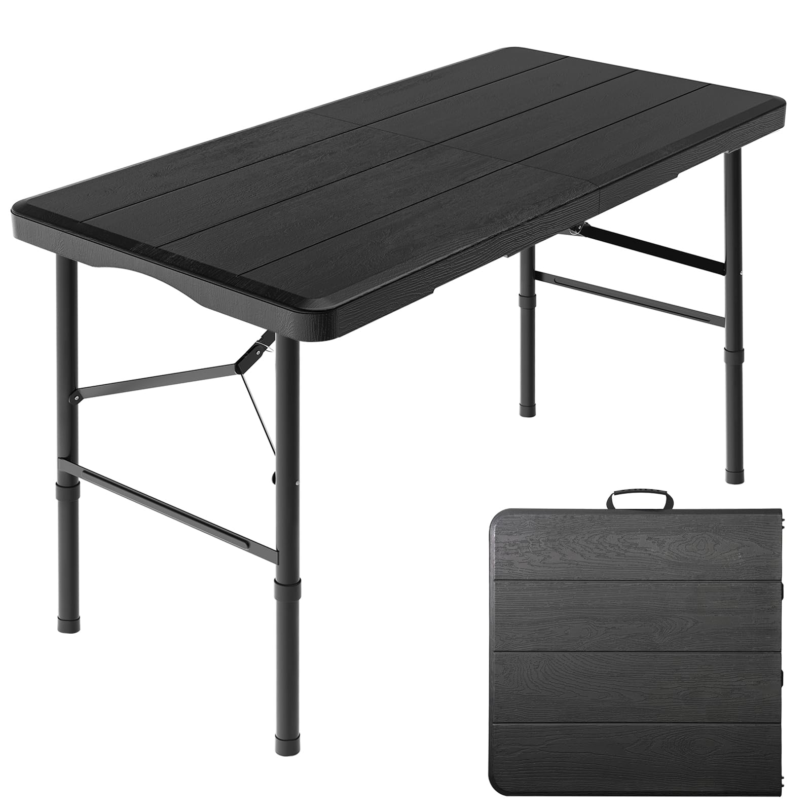 Hsundries 4 Ft Folding Table Wood Grain Desktop
