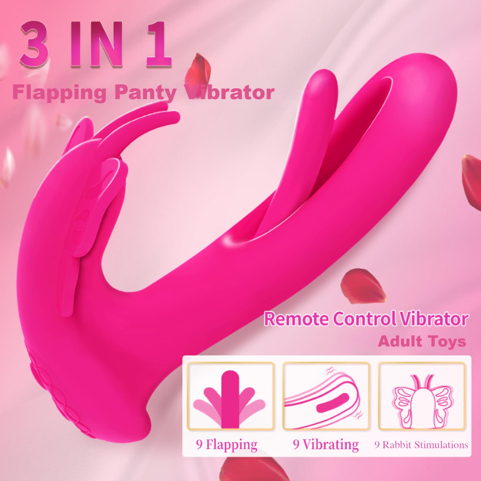 Wearable Panty Vibrator Dildo Butterfly Sex Toys for Women, Remote Control G Spot Flapping Vibrators with 9 Flapping 9 Vibrating Modes Dildo for Clitoral Nipple Stimulation Couples Adult Sex Toys