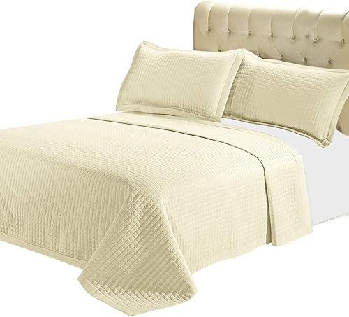 Miniatura 1 de Juego de sábanas de microfibra acolchada sin arrugas de lujo de 3 piezas (marfil, KingCalifornia King)