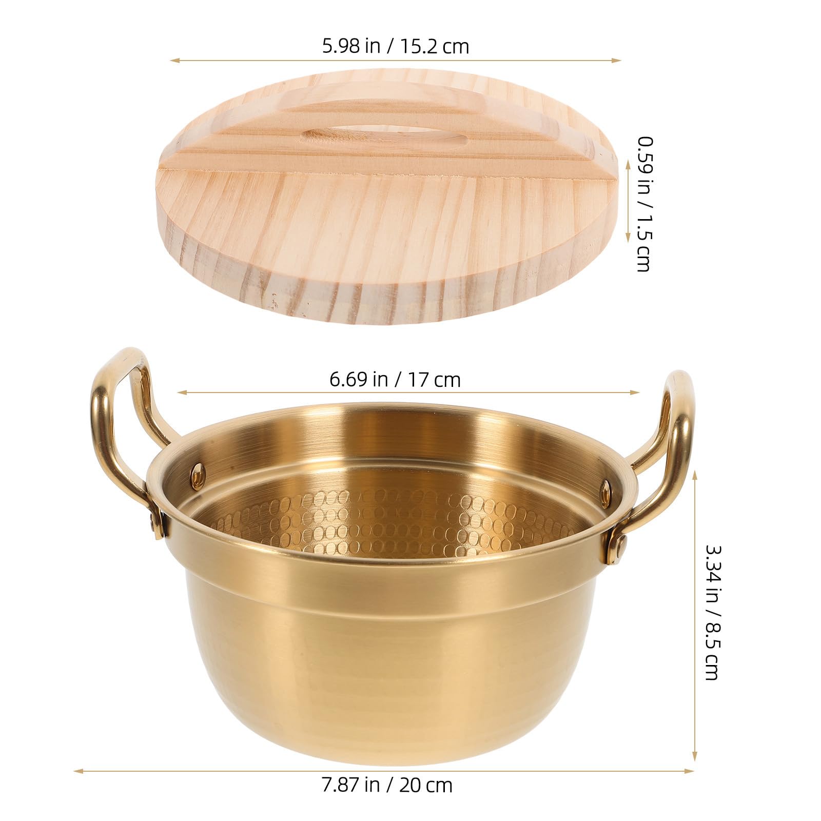 TIDTALEO Pentola per Noodles in Acciaio Inox 900ml Oro con Manico