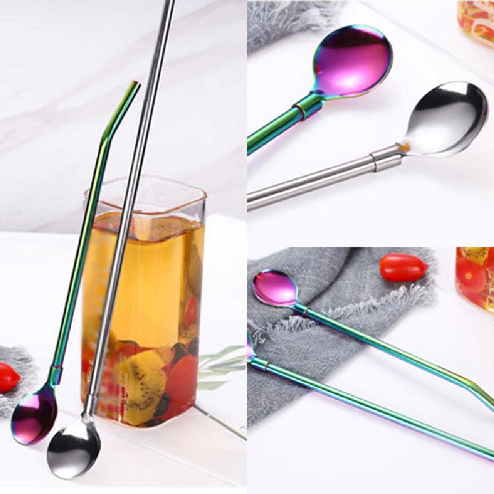 Juego De Pajitas Plateadas Reutilizabl, Pajita De Acero Inoxidable 304, Pajita Recta Doblada Con Cepillo De Limpieza, Accorio Para Bar En Casa, 4/8 Uds. - AliExprs 15