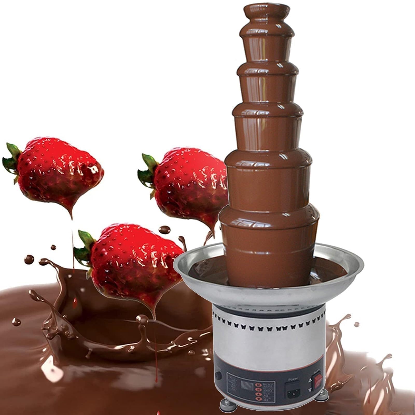DFEDHF Chocolate Fountain Machine for Party, 4/5/6/7 Tiers Stainless Steel Hot Chocolate Fountain Machine,Chocolate Fondue Fountain for Wedding Company Party Children's Birthday (6layer)