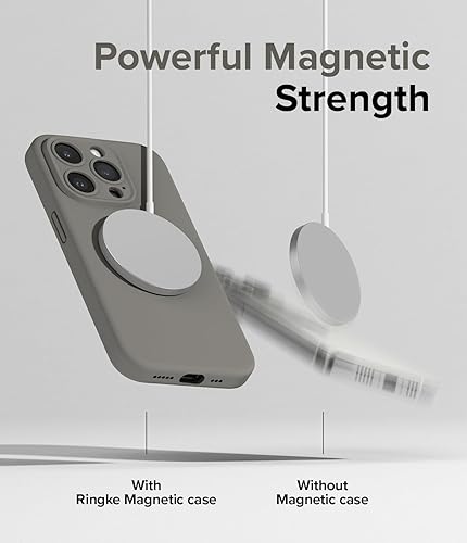 Miniatura 4 de Ringke Funda magnética de silicona compatible con MagSafe diseñada para iPhone 15 Pro Max, se siente aterciopelada, ligera, delgada, linda, suave,