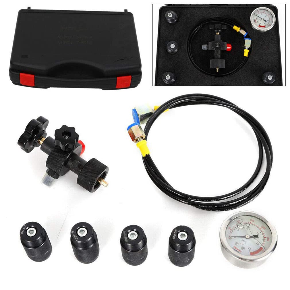 Sistema De Carga De Nitrógeno Acumulador Hidráulico, Kit De Prueba De Presión De Nitrógeno 3500Psi 250Bar, Herramientas De Carga De Gas con 1 Calibre 4 Adaptadores