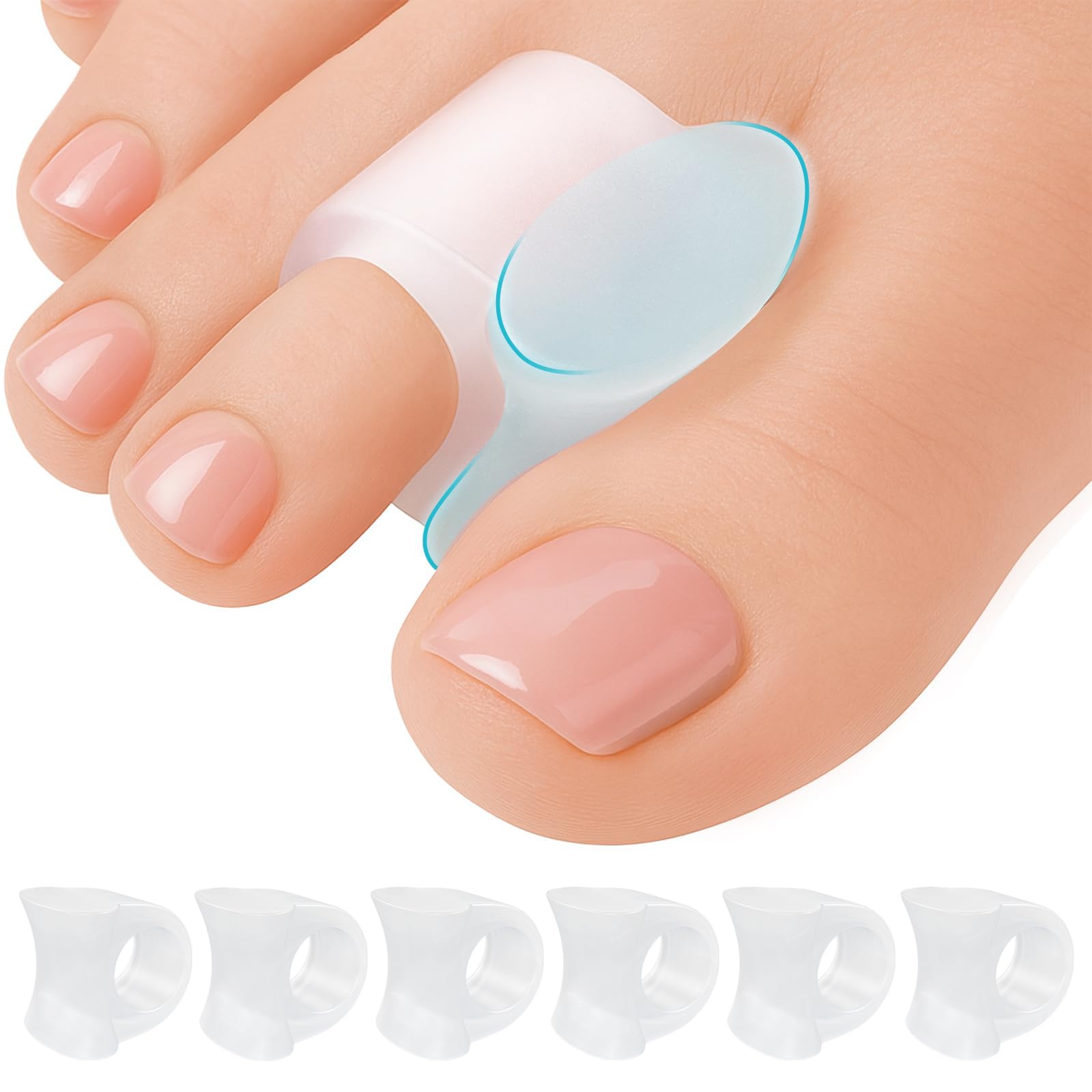 Toe Separators Hammer Toe Straightener - 6-Pack Big Toe Spacers - Gel Spreader - Correct Crooked Toes - Bunion Corrector and Bunion Relief (6 Count (Pack of 1))