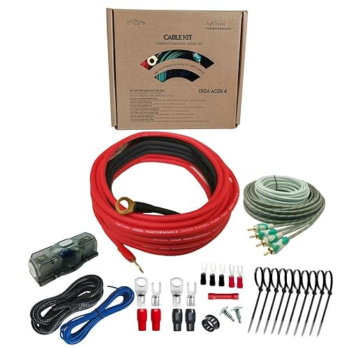 Kit de cableado de amplificador de 4 GA, 100% cobre libre de oxígeno OFC 3000 W, accesorios completos de instalación de cables amplificadores, haz