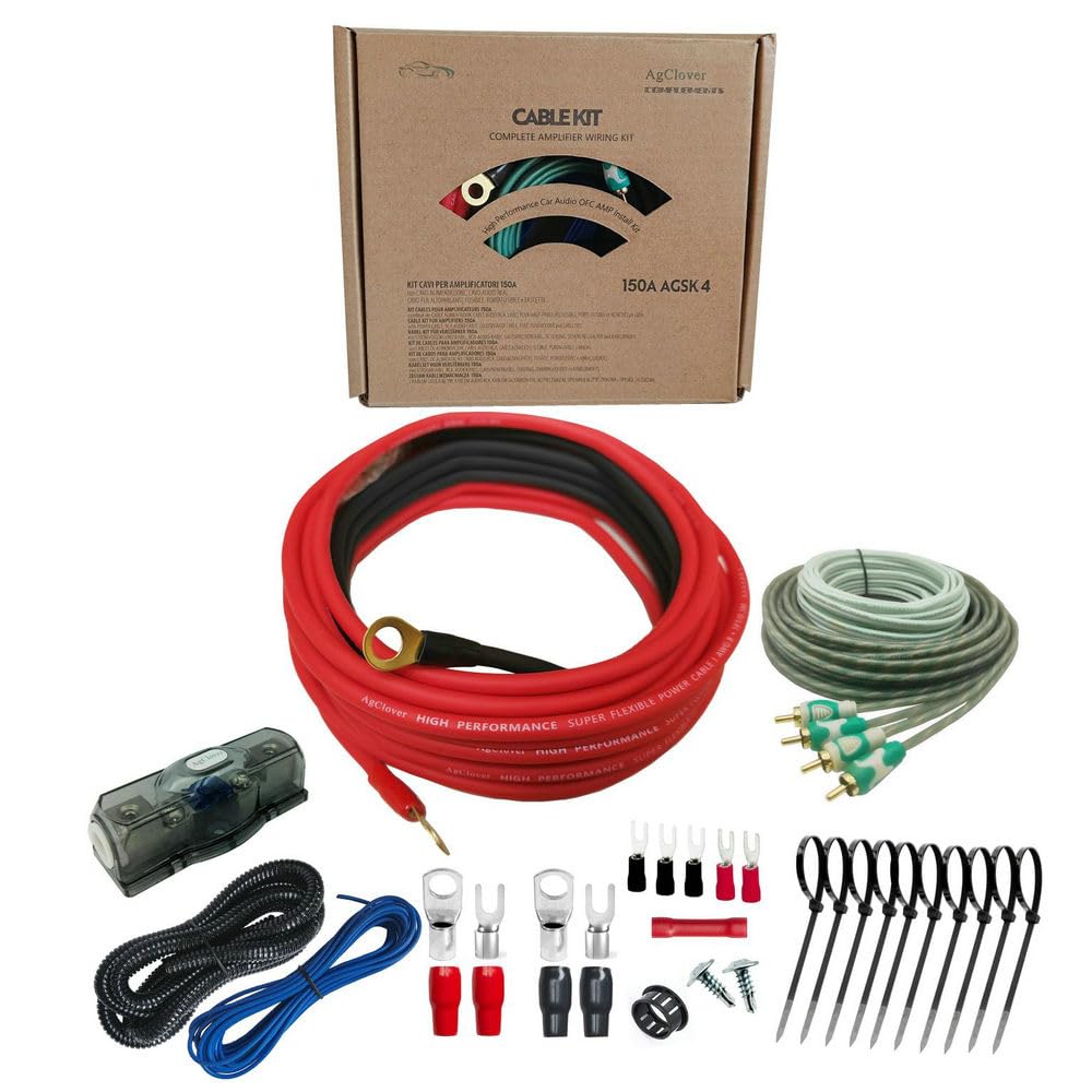 4 GA Verstärker-Kabel-Set, 100% sauerstofffreies Kupfer, OFC, 3000 W, komplettes Verstärker-Drahtinstallationszubehör – stellt Verbindungen her und bringt Strom zu Auto-, Heim- und