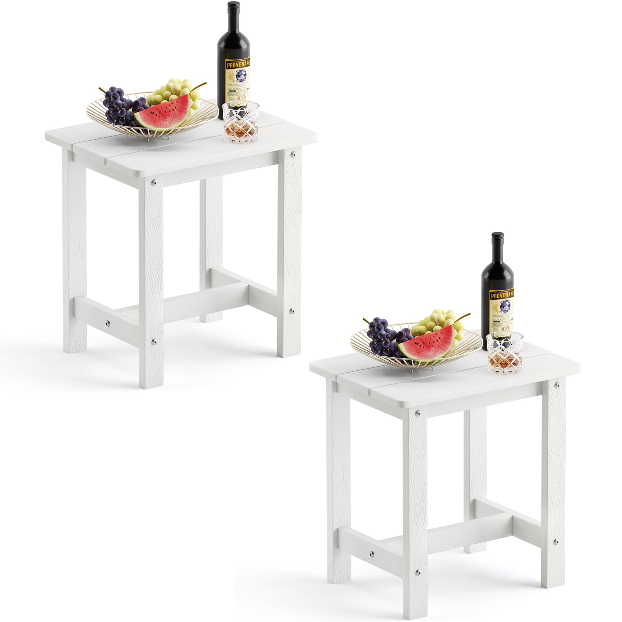 LUE BONA Outdoor Side Table Set of 2, HDPS Small Outdoor Table, Adirondack Side Table, Outside End Table for Patio, Porch, Deck, Pool, Weather