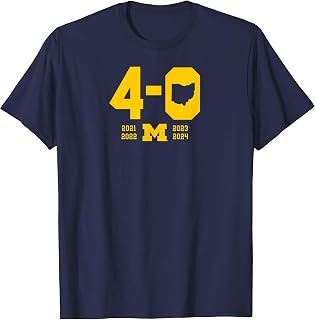 BreakingT 4-0 in The Game Michigan Football T-Shirt - Blue, Unisex-Adults, Short Sleeve, T-Shirt, Football