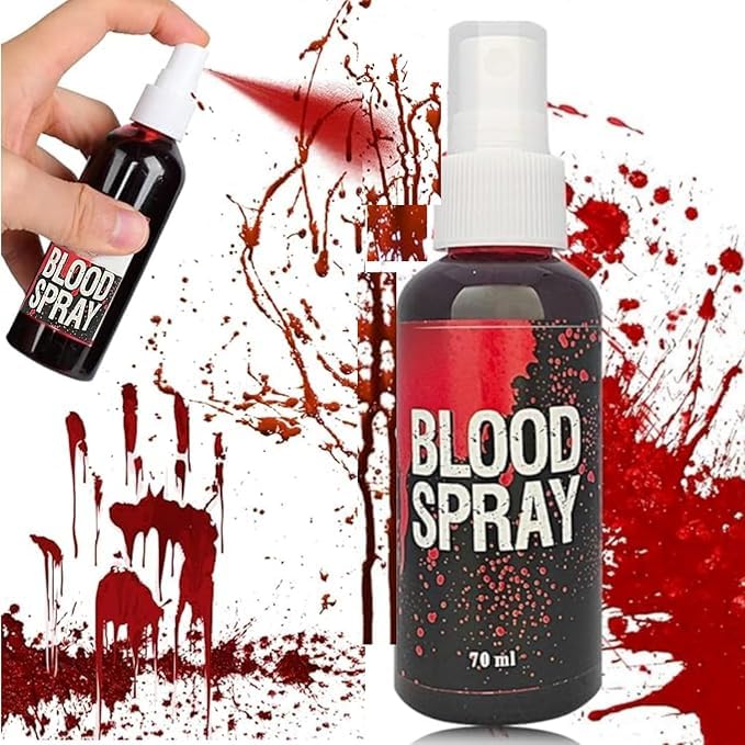 Salud, Music Sangre Falsa de Halloween con 1*50 ml de Sangre Roja Oscura, Salpicadura de Spray de Maquillaje de Halloween de Sangre Falsa, Maquillaje Efectos Especiales para...