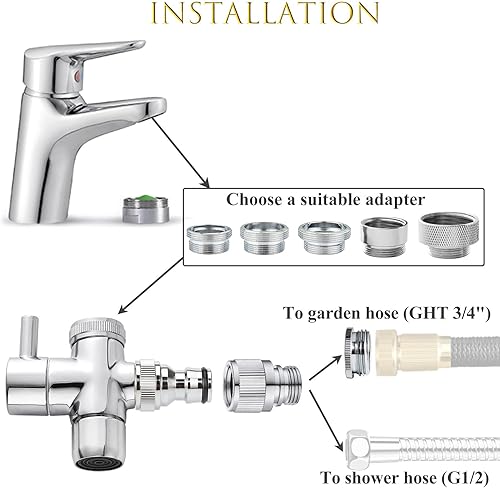 Miniatura 2 de Aireador de grifo a desviador de manguera de jardín (5 adaptadores + conector rápido)