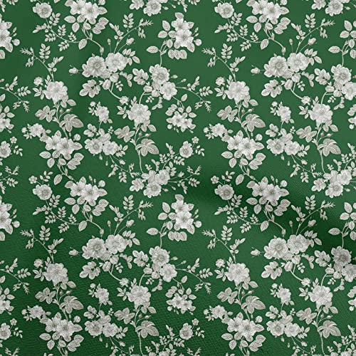 oneOone Georgette Viscose Dark Green Fabric Baroque Craft Projects Decor Fabric Printed By The Yard 42 Inch Wide