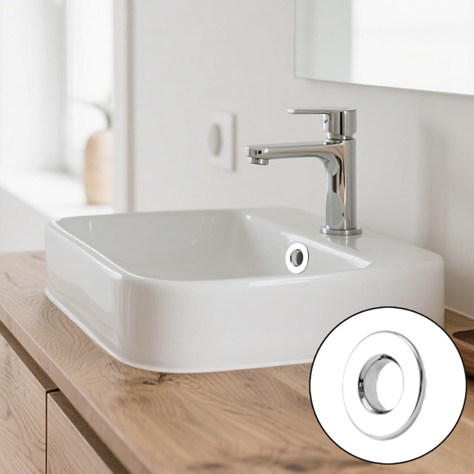 2X Silver Chrome Plated Copper Metal Bathroom Sink Overflow Ring Replacement - Image 3