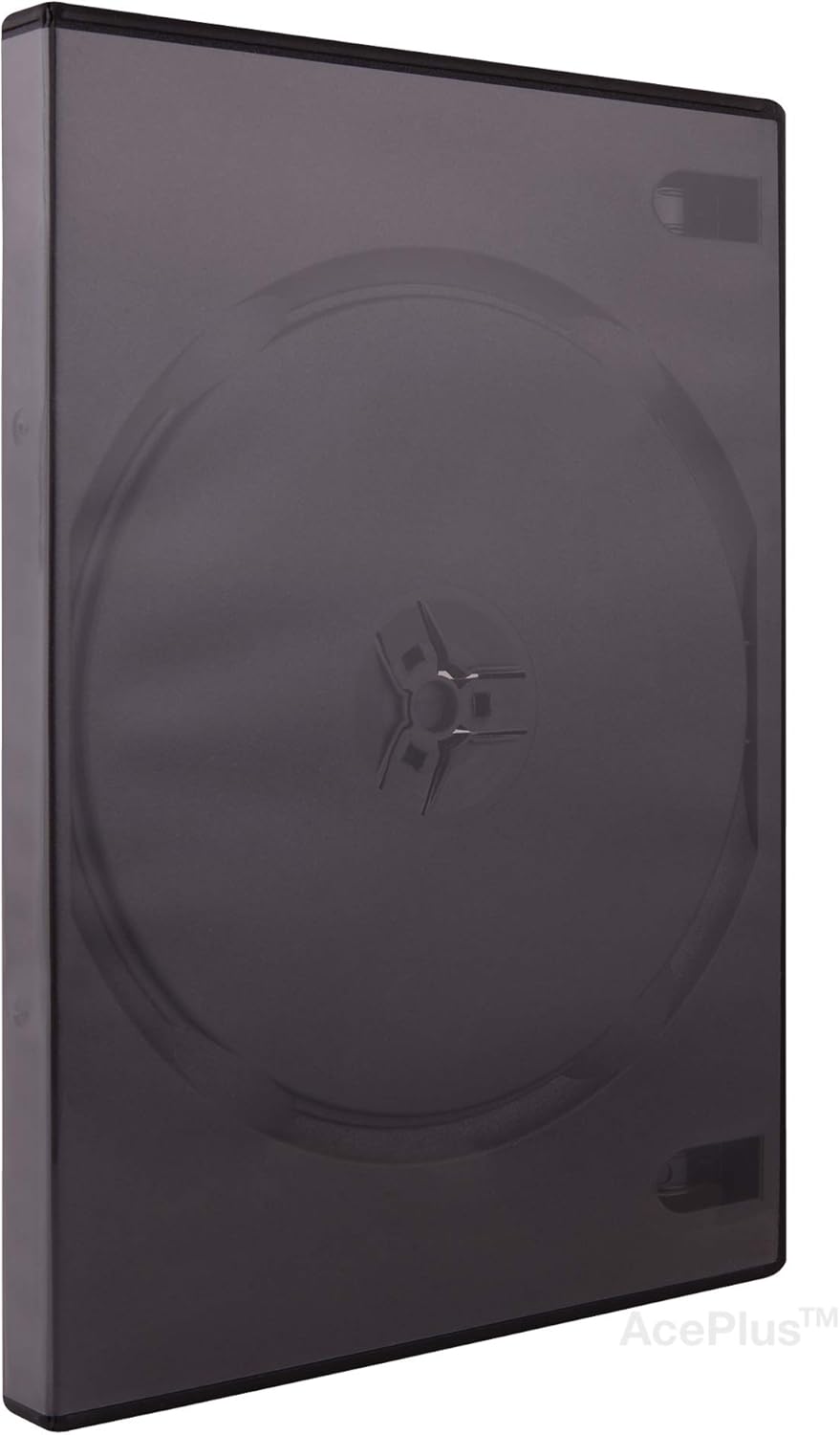 AcePlus Premium Double 2-Disc DVD Cases in 14mm Standard Thickness with Side-by-Side Hubs in Black (10 Pack) : Home & Kitchen