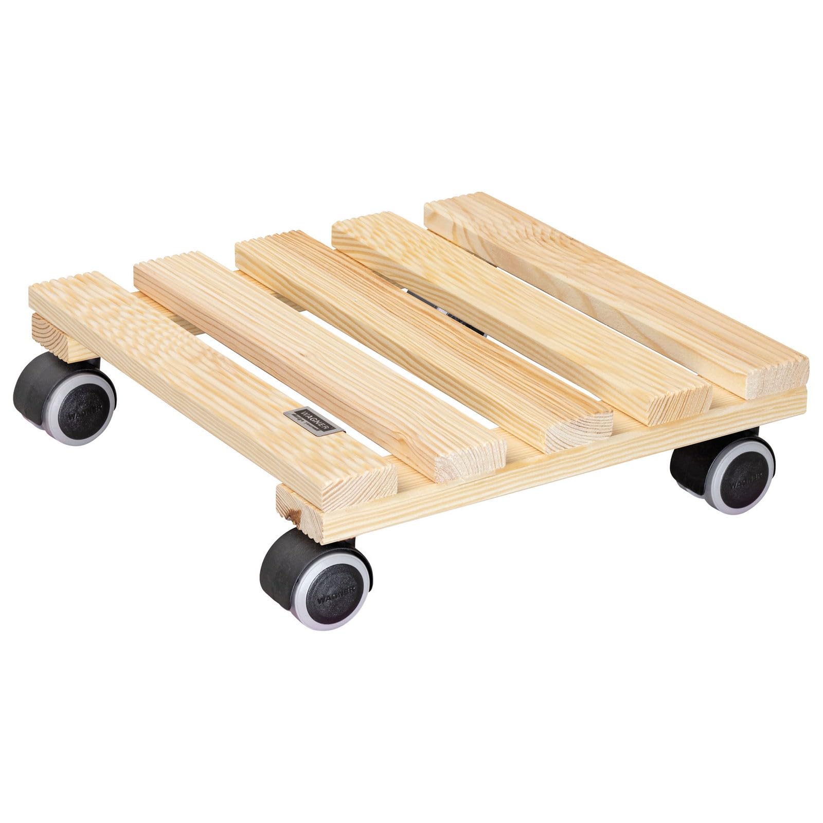 WAGNER Plant trolley PALETTI 29 x 29 x 8 cm I Flower trolley for indoor use I Container trolley made of FSC®-certificated solid wood, nature I Wooden trolley I Load capacity 100 kg - 20043701
