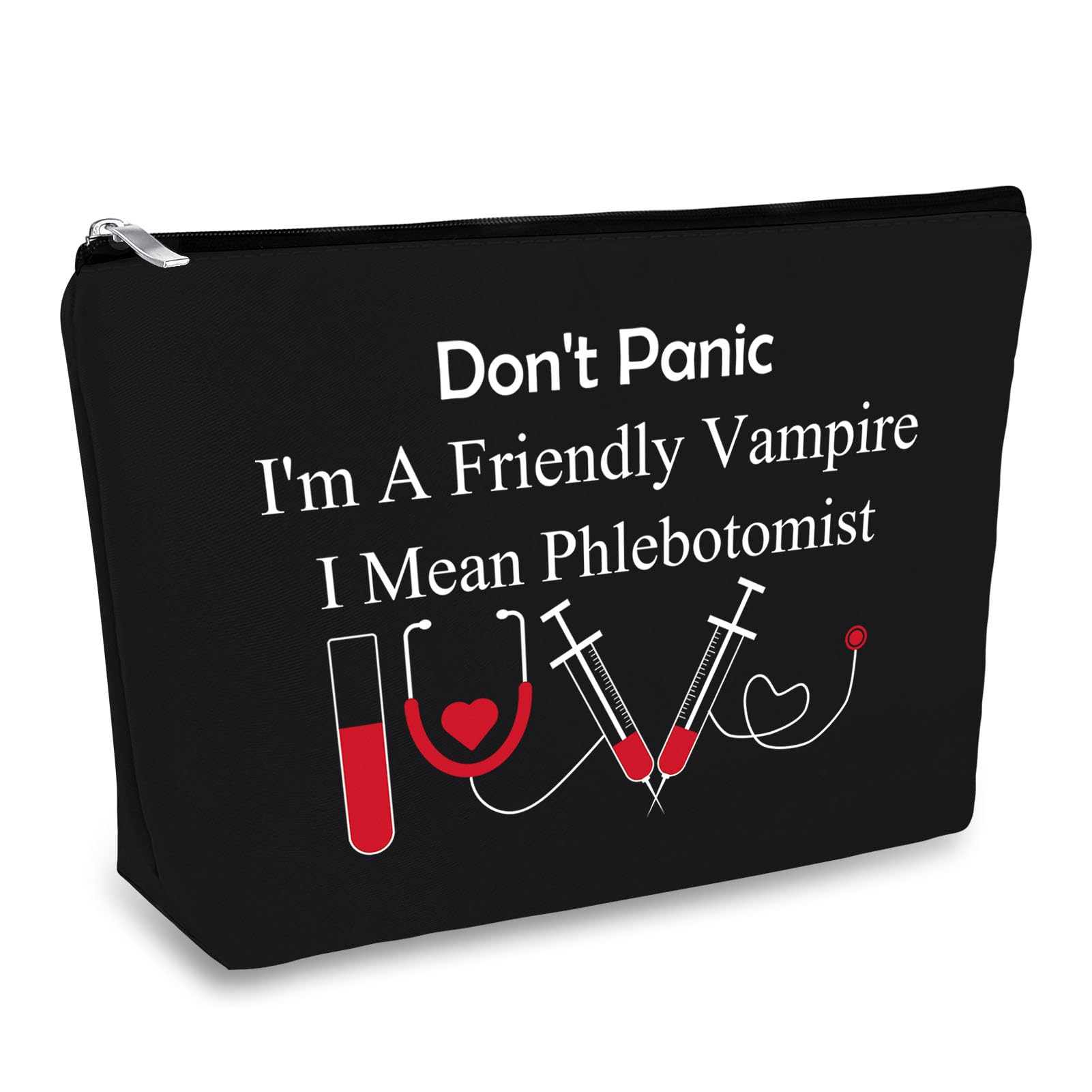 Phlebotomist Gifts for Women Makeup Bag Funny Nurses Phlebotomy Technician Graduation Gifts Black Cosmetic Bag Phlebotomist Appreciation Present