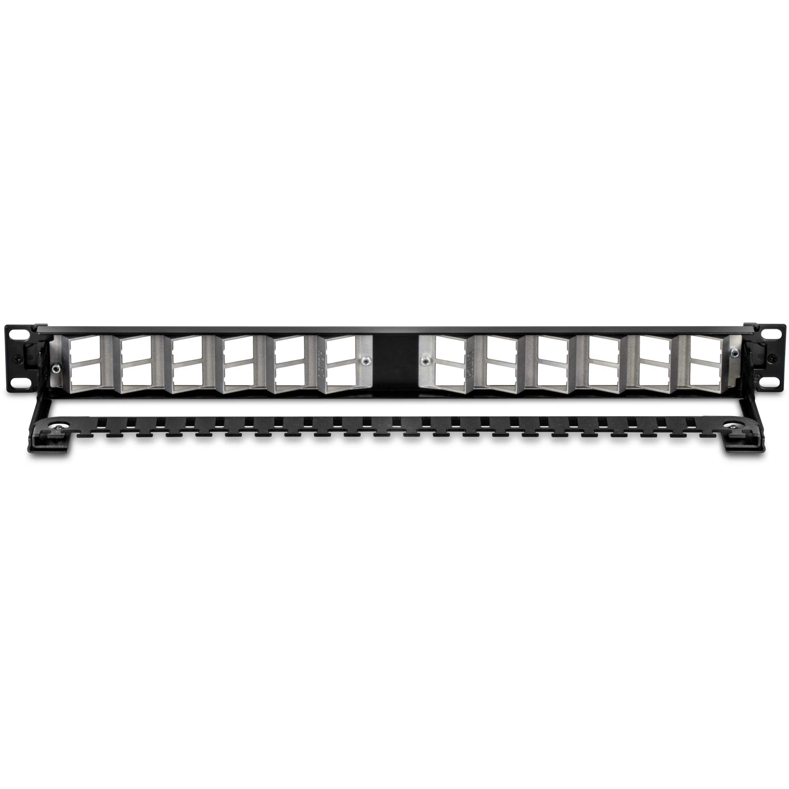 TRENDnet, TC-KP24SA, Panneau de Connexion Keystone blindé 1U Angulaire, Vierge et à 24 Ports, STP, Cat6A, Cat5, Cat5e, Cat6, Conception de Montage en Rack 19"