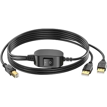 2 in 1 USB A to B Printer Cable Splitter for Two Computers Compatible with HP Canon Brother Samsung Dell Epson Lexmark Xerox Piano 2.5M