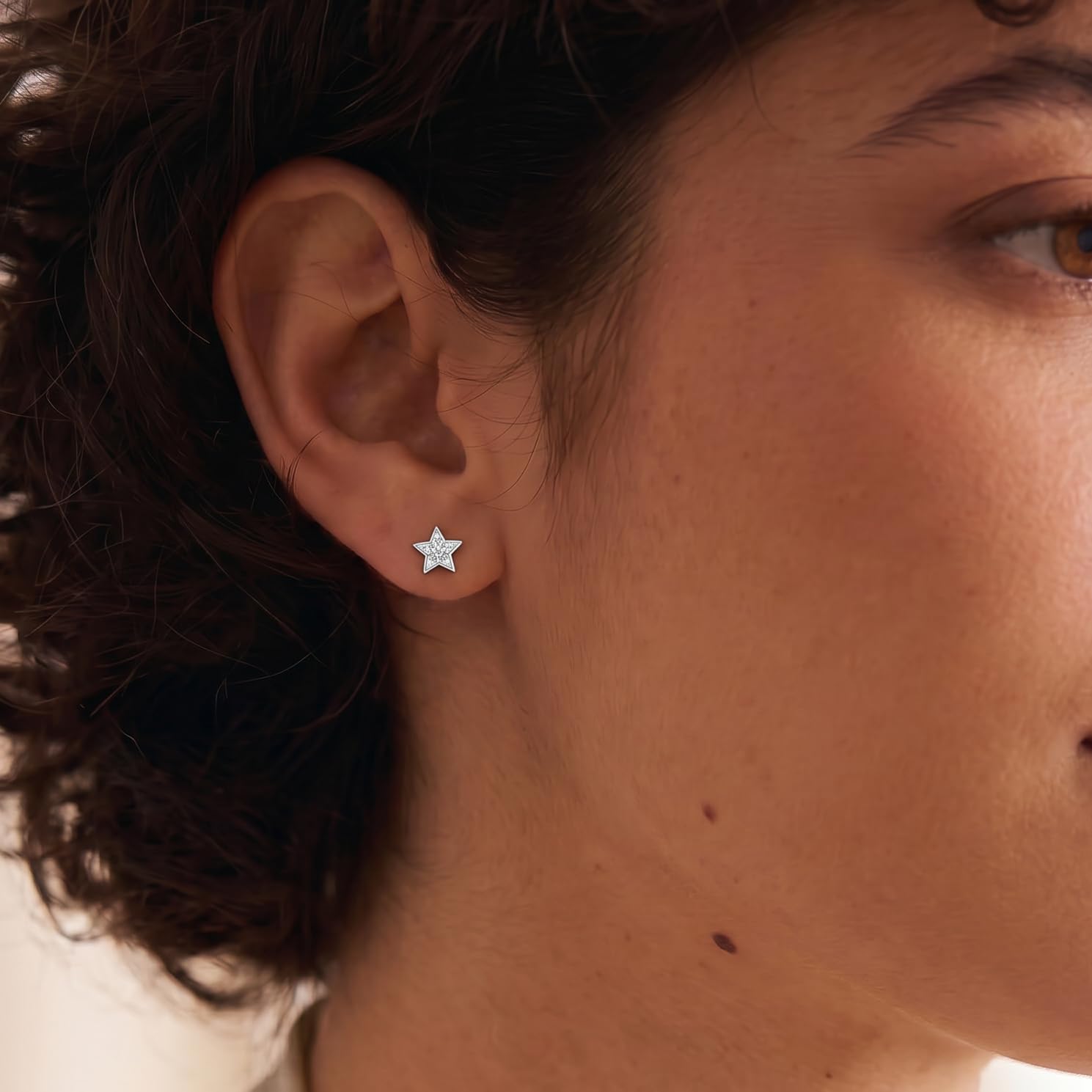 SLUYNZ 925 Sterling Silver Small CZ Star Stud Earrings for Women Teen GIrls Small Celestial Earrings Studs