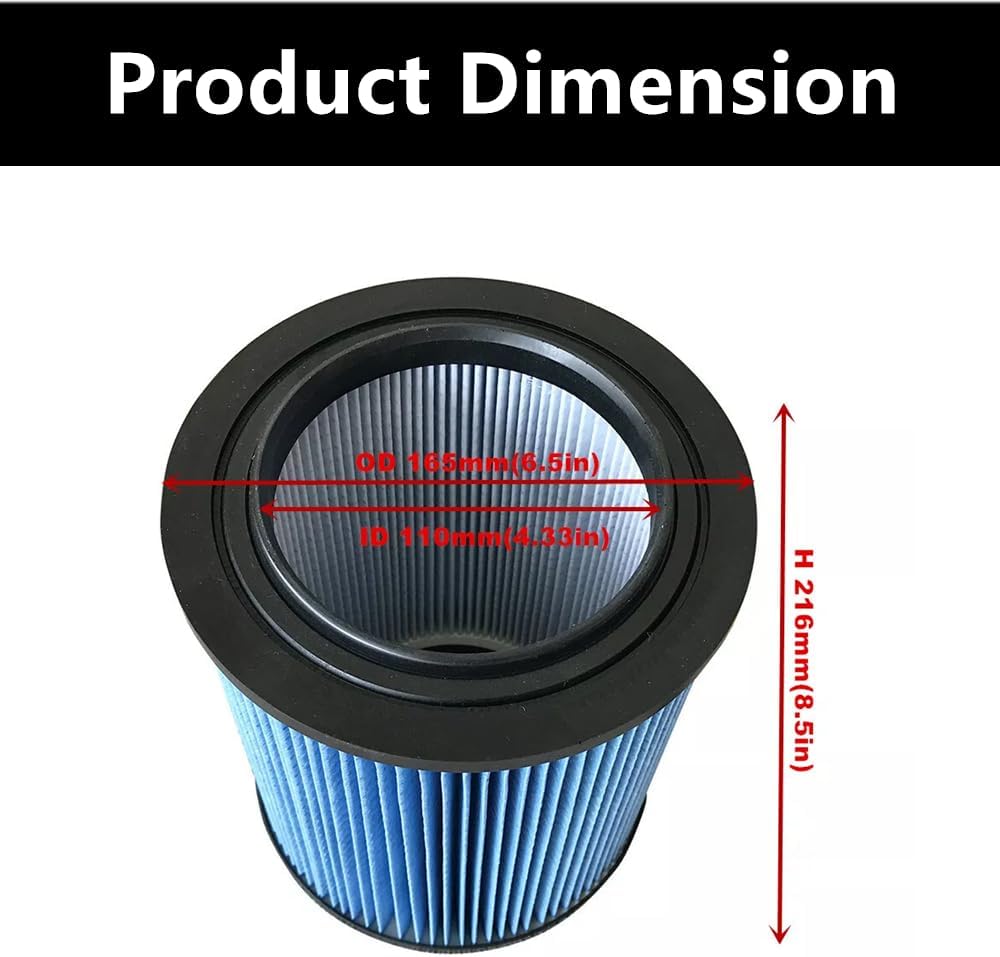 2 Pack Amigriki 17907 Replacement vacuum HEPA filter compatible with 17907 9-17907 Wet Dry Vacuum replacement Filter Fine Dust Collection