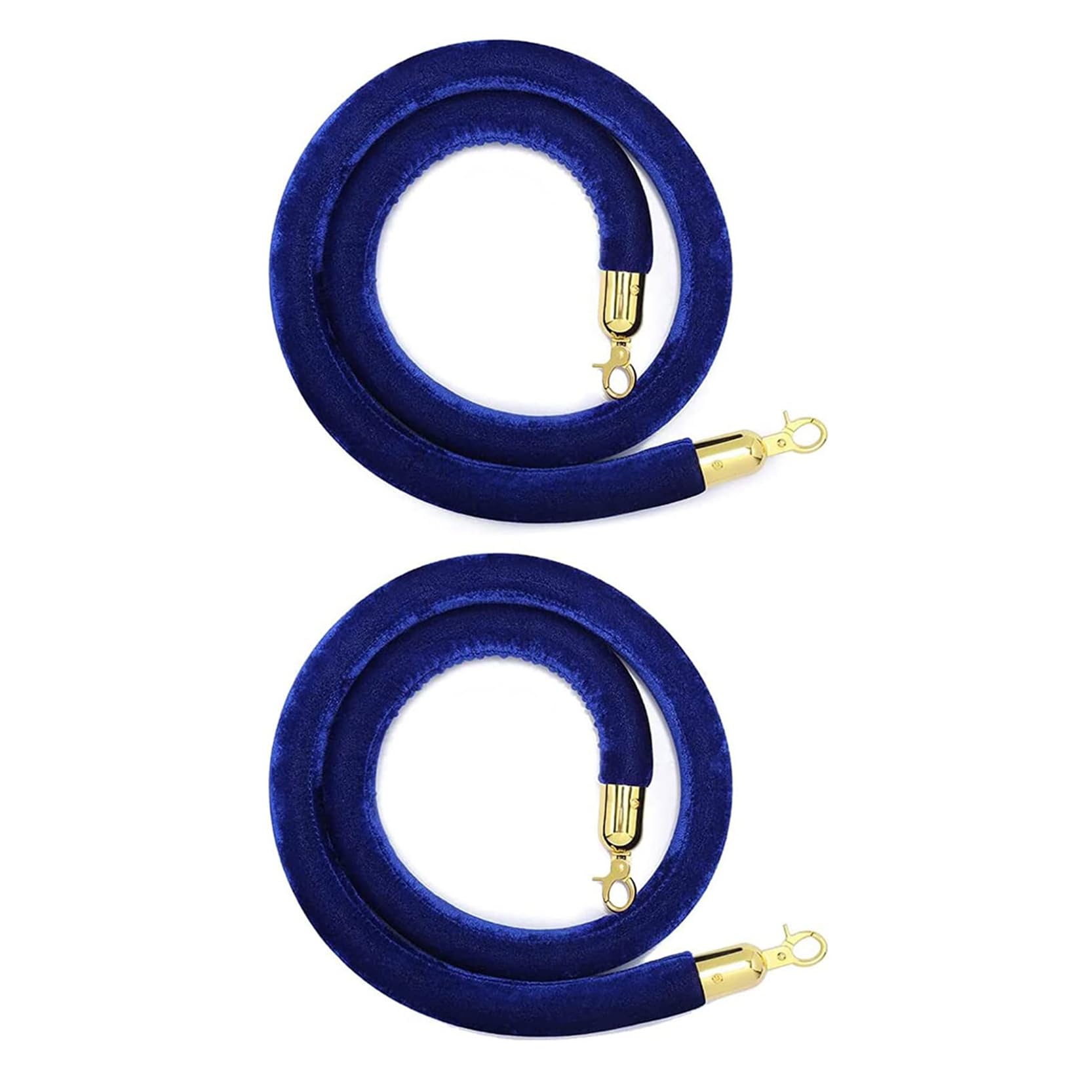 Corde de Velours Bleu 2 Pièces avec Mousquetons pour Contrôle des Foules 90cm