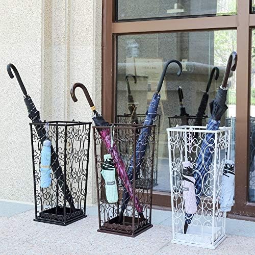 Wrought Iron Umbrella Stand Hotel Lobby Home Rain Gear Storage Rack Long Handle Umbrella Storage Bucket(Onecolor)