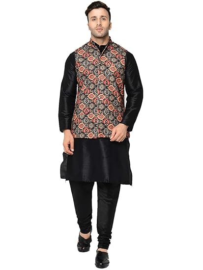 Men's Kurta Pyjama & Nehru Jacket Set.