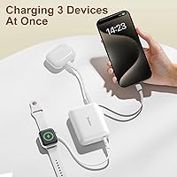 Vista 7 de Yoobao Estación de carga de banco de energía compartida, carga rápida de 10000 mAh con 5 cargadores portátiles, entrada de cable USB C integrado