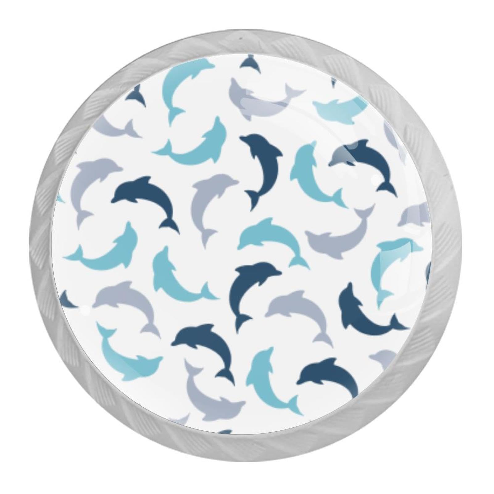 Tqmspg Multi11 4 Pieces Drawer Pulls Dolphins Silhouette Door Knobs Dresser Handles For Kitchen Wardrobe Cupboard Hardware Furniture