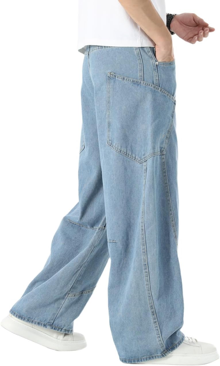 Nutriangee Men's Baggy Barrel Wide Leg Jeans for Men Women Loose Fit Streetwear Y2k Hip Hop Denim Pants - Image 3