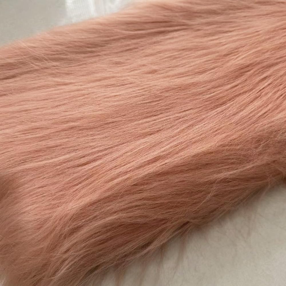 Faux pelage poil long 1m x 180cm tissu fausse fourrure au mètre gris orange pour couture