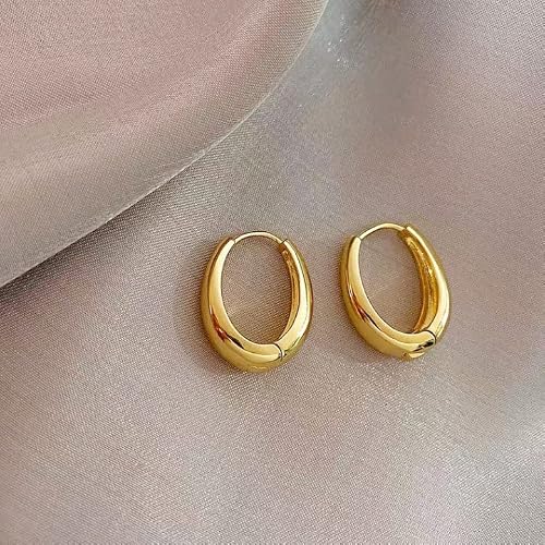 Gloquat 14K Gold Plated Hoop Earrings For Women Small Oval Gold Earrings Gold Hoops Hypoallergenic Earrings Minimalist Lightweight Gold Hoop Earrings For Girls Jewelry Gifts 22Mm #TOP5