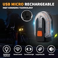 Vista 7 de TEGUANGMEI Luz trasera de bicicleta con señal de giro, luces traseras de bicicleta divididas, luces traseras de bicicleta recargables por USB