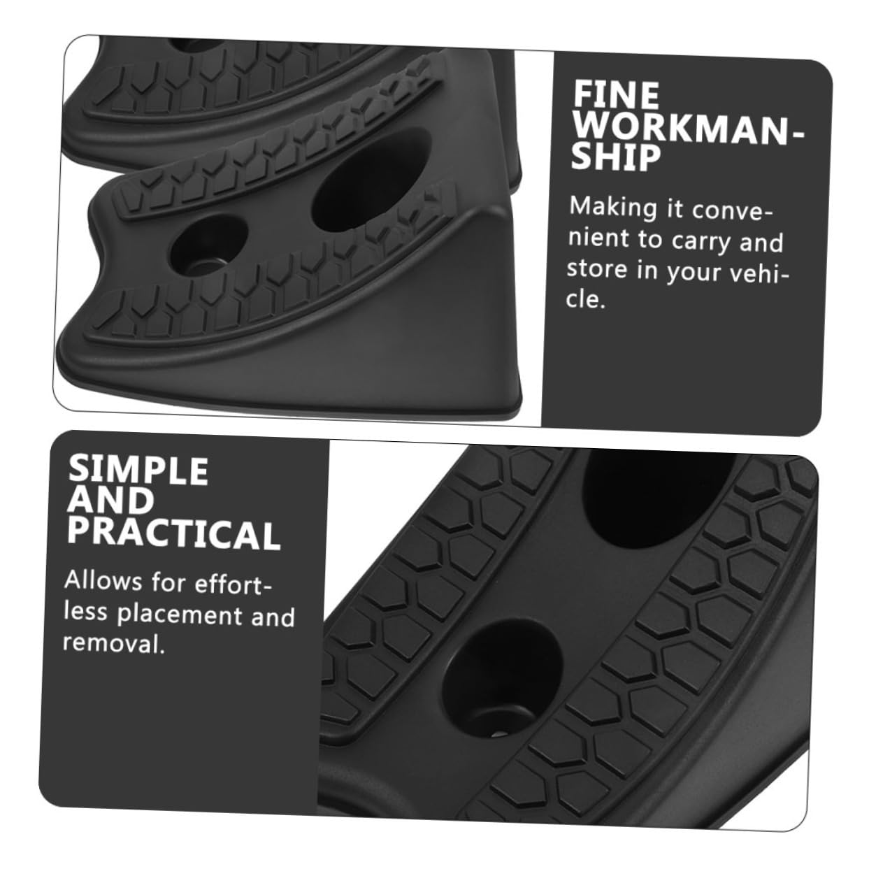 ABOOFAN Cuñas para Ruedas de Coche Abs Negro 4 Piezas para Garajes