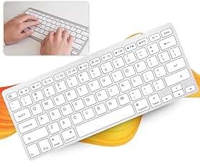 Teclado Bluetooth ABNT2 Compacto Ultra Fino Sem Fio, Multi-Dispositivo, com Tecla Ç e Command, Compatível com Notebook, Tablet, PC e Celular - Cinza Metalizado