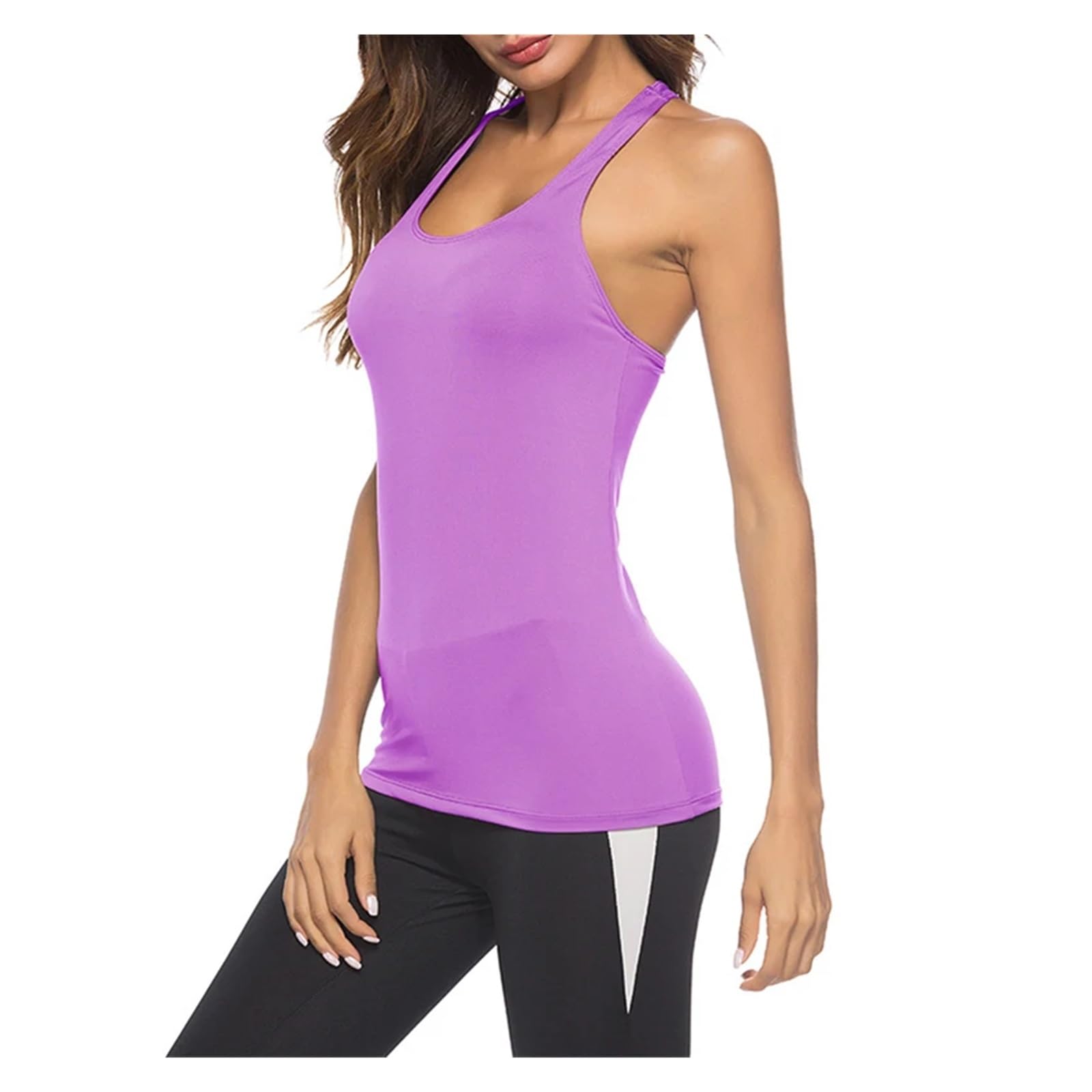 Maglietta da Yoga Camicia da Yoga Sport Running Gilet ad Asciugatura Rapida Camicia Aderente for Abbigliamento Fitness da Donna(F,L)