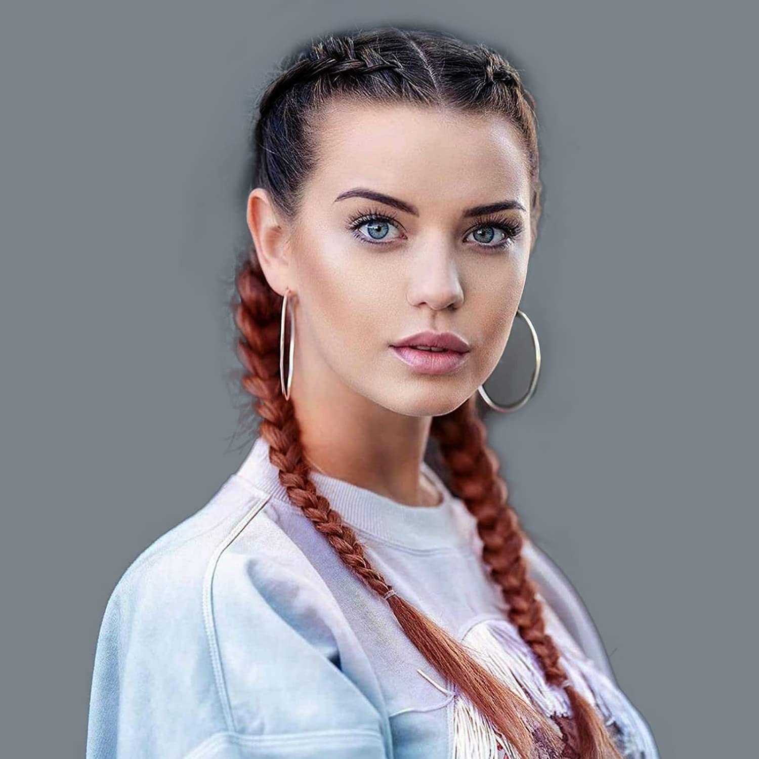 Copper Red Braided Wigs for Black Women Twist Double Box Braid Wigs Long Brown and Red Pre-Plucked Hairline Ombre Glueless Real Hair Wig Synthetic Braiding Heat Resistant Fiber Drag Cosplay 22Inch