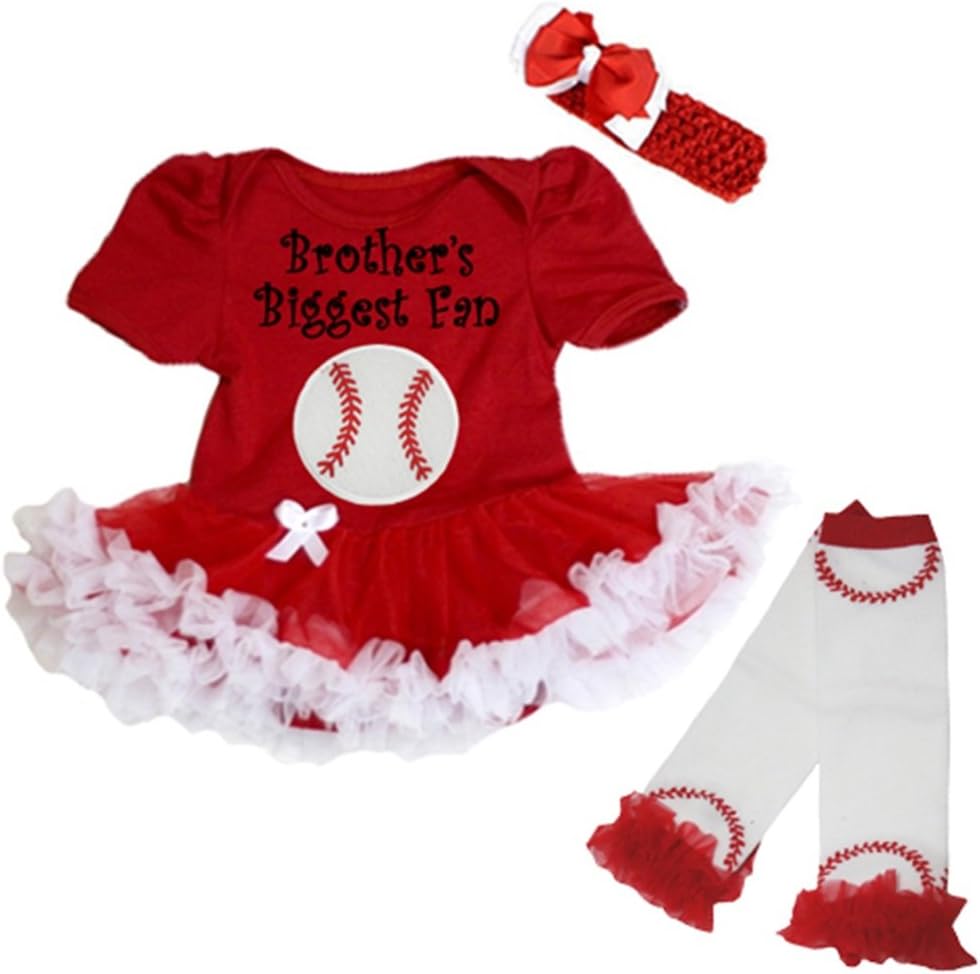 Petitebella Brother's Biggest Fan Baseball Baby Dress Leg Warmer Nb-18m